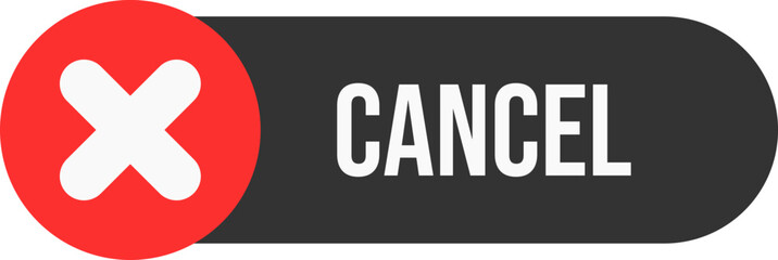 Fototapeta premium Dark cancel button. Dark theme button for cancel.