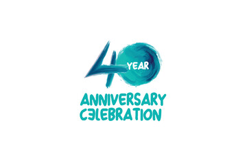 40th, 40 years, 40 year anniversary year anniversary celebration fun style logotype. anniversary white logo with green blue color isolated on white background, vector design for celebration