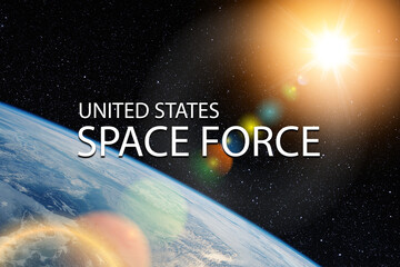 United States Space Force. The earth from space in a star field. Elements of this image furnished by NASA. © hamara