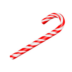 Christmas candy cane. Santa's stripes cane. Sticker in cartoon style with contour. Vector illustration.