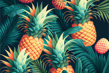 lush vegetation and pineapple pattern ideal for tropical and exotic backgrounds