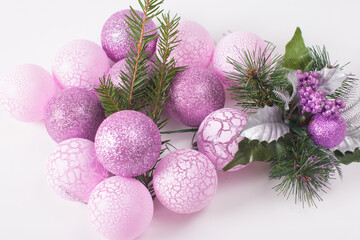 Christmas tree balls on a white background. Decoration for Christmas