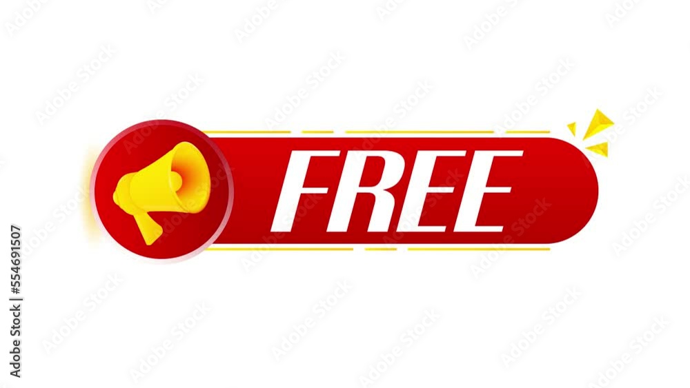 Poster megaphone with free banner on white background. web design. 4k video animation