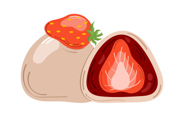 Daifuku vector. Daifuku on white background. Traditional asian dessert.
