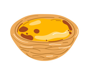 Egg tart. Traditional asian dessert. Vector illustration