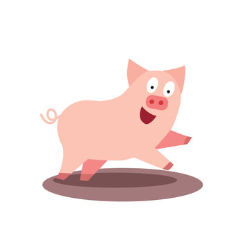 Vector cartoon illustration of a pig on a white background.