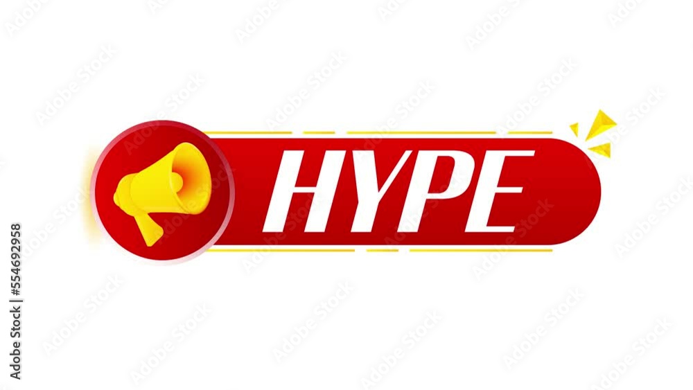 Poster megaphone with hype banner on white background. web design. 4k video animation