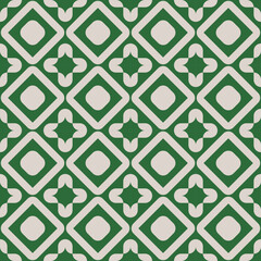 seamless green damask geometric pattern