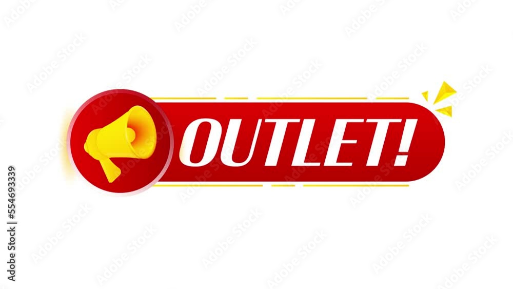 Poster megaphone with outlet banner on white background. web design. 4k video animation