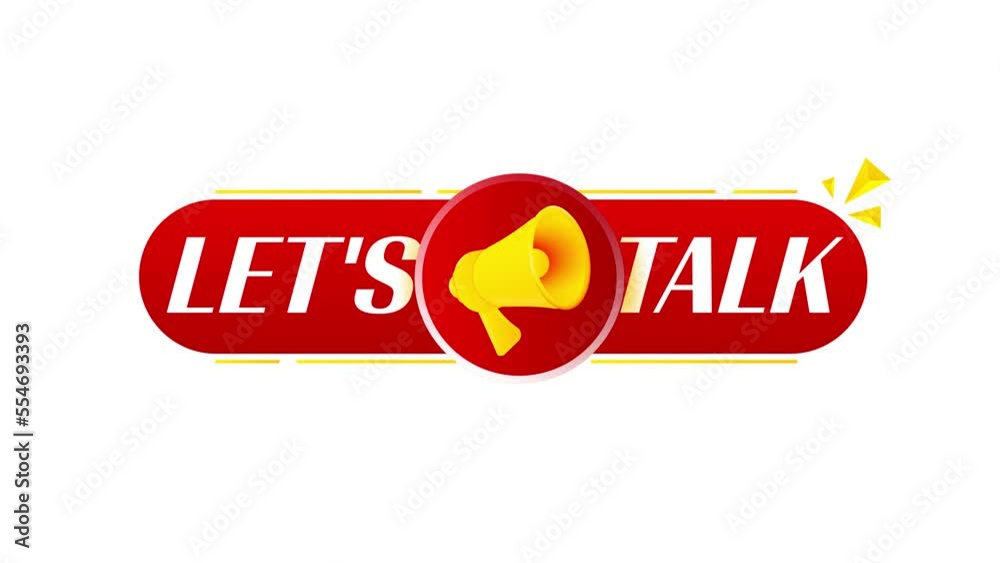 Poster megaphone with let's talk banner on white background. web design. 4k video animation
