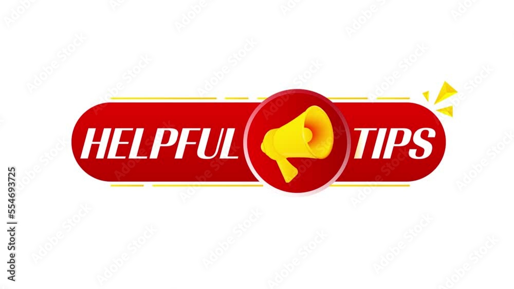 Poster megaphone with helpful tips banner on white background. web design. 4k video animation