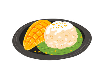 Mango sticky rice. Traditional Thai food
