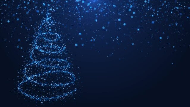 Christmas Tree Leftside blue loop background