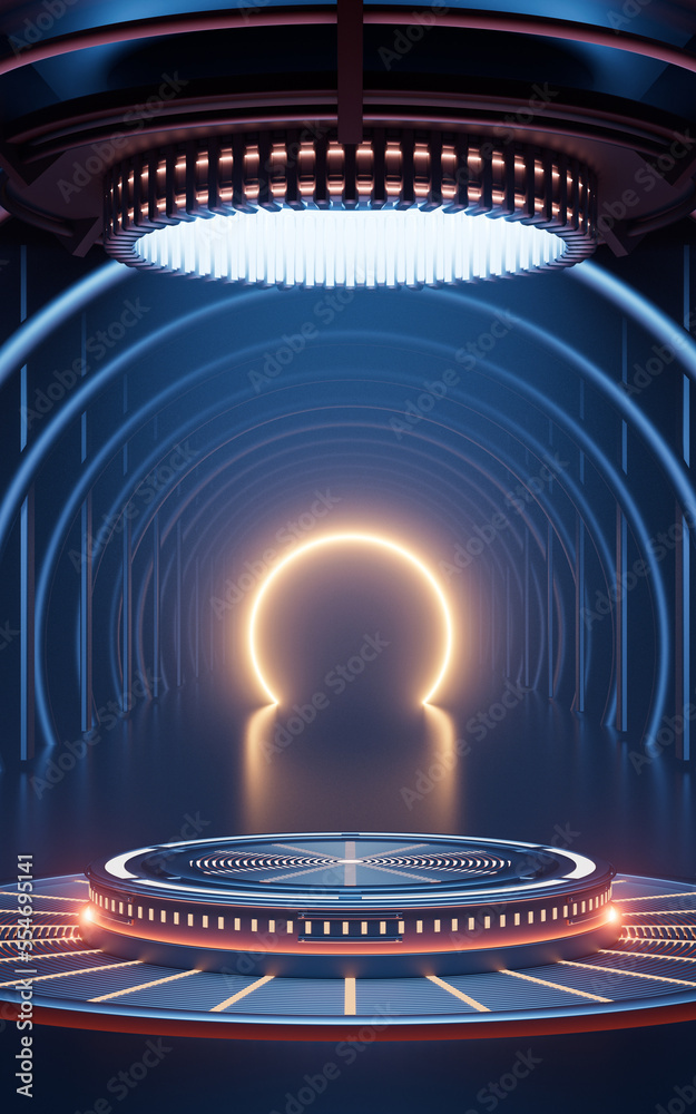 Wall mural 3d rendering mechanical creative sci-fi background