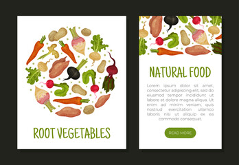 Root Vegetables Banner Design with Ripe Agricultural Crops Vector Template