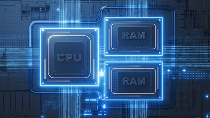 3d illustration Technology Smart motherboard chip creative map