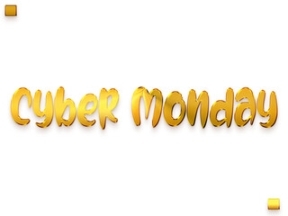 Cyber Monday Gold Gradient Transparent PNG Bold Calligraphy Text 