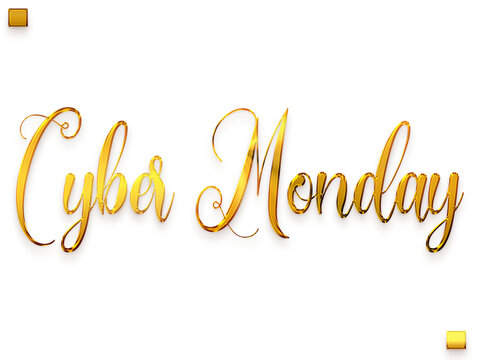 Cyber Monday Gold Gradient Transparent PNG Calligraphy Text 