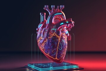 Fototapeta na wymiar illustration of robotic or artificial human artificial heart for futuristic medical concept
