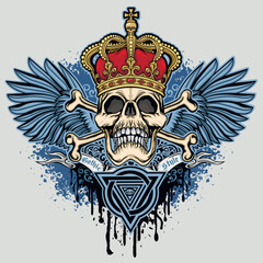 Gothic sign with skull and crown, grunge vintage design t shirts
