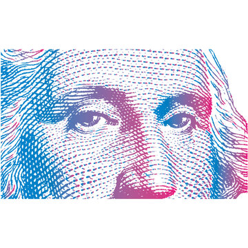 George Washington eyes art comic game colors retro blue and magenta	
