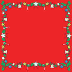 New Year's greeting card border on a red background