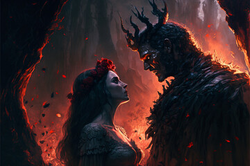 Persephone and Hades in the Underworld Fantasy Concept Art