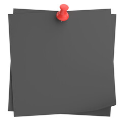 Note paper with push pin. 3D illustration.