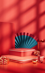 Creative drawing of 3D Chinese style product display platform