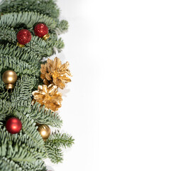 Christmas background with Christmas tree and decor.	
