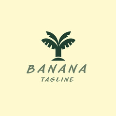 Flat Style Tree Banana Logo Design. Tree Banana fruit logo design template. Vector.