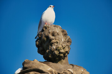 Statue of St. Jude Thaddeus on Charles bridge, Prague. Czech Republic.