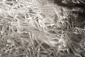 The texture of the ice surface. Winter background. 
