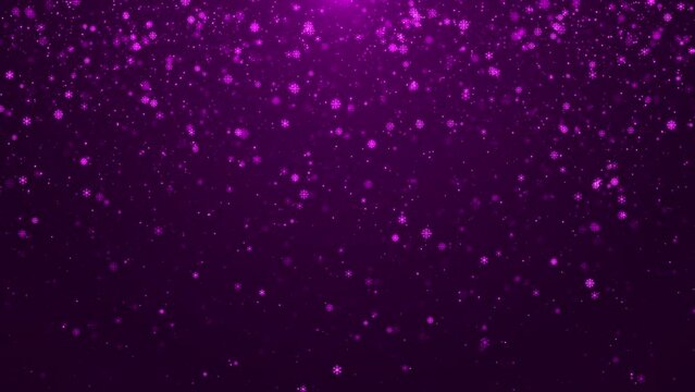 Falling snow purple loop background