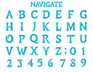 Navigate Blue Alphabet - 3D Illustration