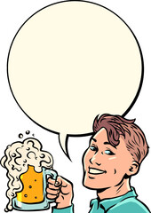 A man with a mug of beer. Oktoberfest. Bar pub restaurant. Alcohol party