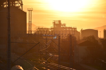 sunset over the city