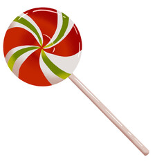 Christmas round candy. Striped mints without wrapper.