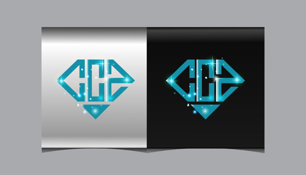 CCZ Logo letter monogram with diamond shape design template.
