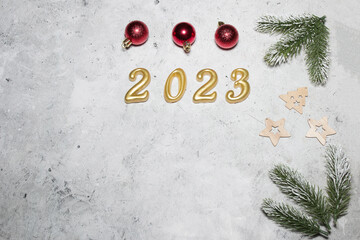 happy new year 2023 background new year holidays card with bright lights,gifts and bottle of hampagne