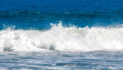 Extremely huge big surfer waves at beach Puerto Escondido Mexico.