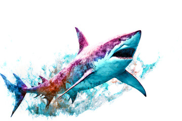 Abstract colorful shark.  Image created with Generative AI technology.