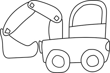 black vector contour excavator machine