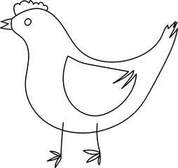 vector illustration of a black outline chicken