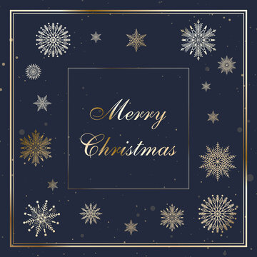 Elegant Merry Christmas Card with snowflakes
