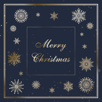 Elegant Merry Christmas Card with snowflakes