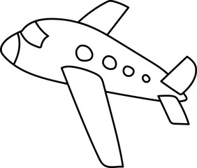 vector illustration of a black outline of an airplane on a white background