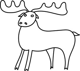 illustration outline of a deer elk on a white background
