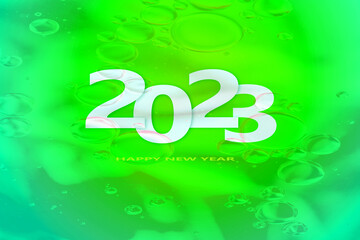 Happy New Year 2023 with a unique bubble texture in light green