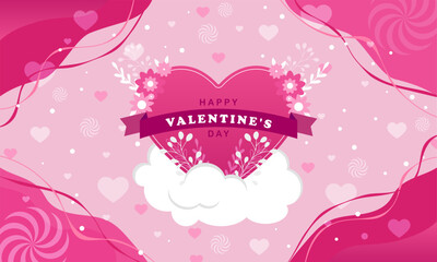Bright cheerful vector illustration for Valentine's day in pink colors